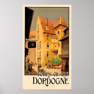Dordogne turnerar, staden, hus, frankriken, poster