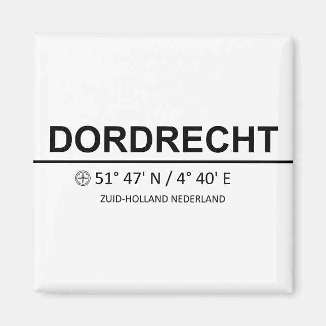 Dordrecht Coordinaten - Dordrecht Coordinates Magnet (Framsidan)