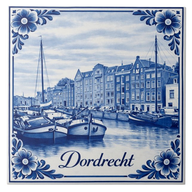 Dordrecht Delft Blå keramikplatta (Framsidan)