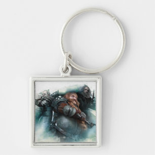 Dori, Bombur och Oin Graphic Fyrkantig Silverfärgad Nyckelring