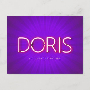 Doris namn i det ljusnande nyfödda ljus vykort
