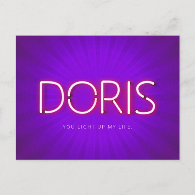 Doris namn i det ljusnande nyfödda ljus vykort (Framsida)