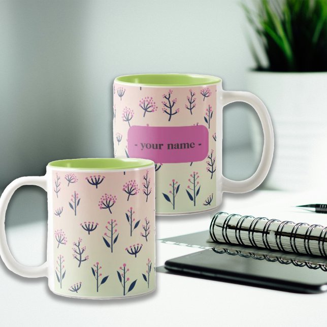 Dorm Decor Söt Mimosa-eget namn Två-Tonad Mugg (Skapare uppladdad)