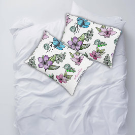Dorm Essentials Watercolor Flowers Personalize Prydnadskudde