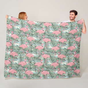 Dorm Fleece Blanket med Rosa Flamingos Handflatan