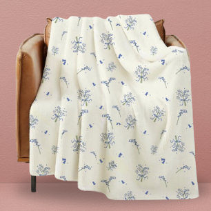 Dorm Modern Girly Bluebell Blommigt för henne Fleecefilt