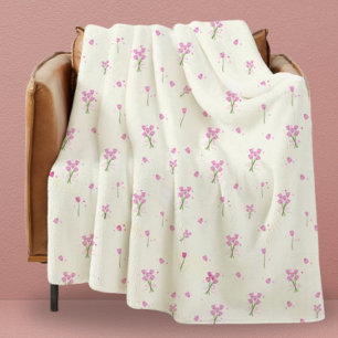 Dorm Modern Girly Rosa Tulips Blommigt Fleecefilt