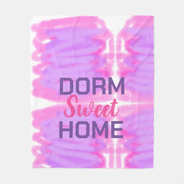 Dorm rosa lila vattenfärgstext med söt dorm  fleecefilt (Framsidan)