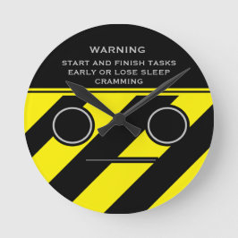 Dorm Study Warning Caution Tape Emoji Ansikte Rund Klocka