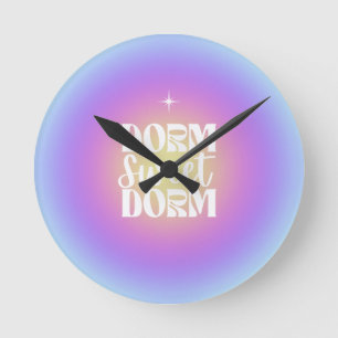 Dorm Sweet Dorm Blue & Lila Gradient Aura Rund Klocka