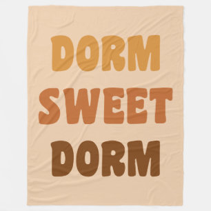 Dorm Sweet Dorm Brown Retro 70-tal Lettering Fleecefilt