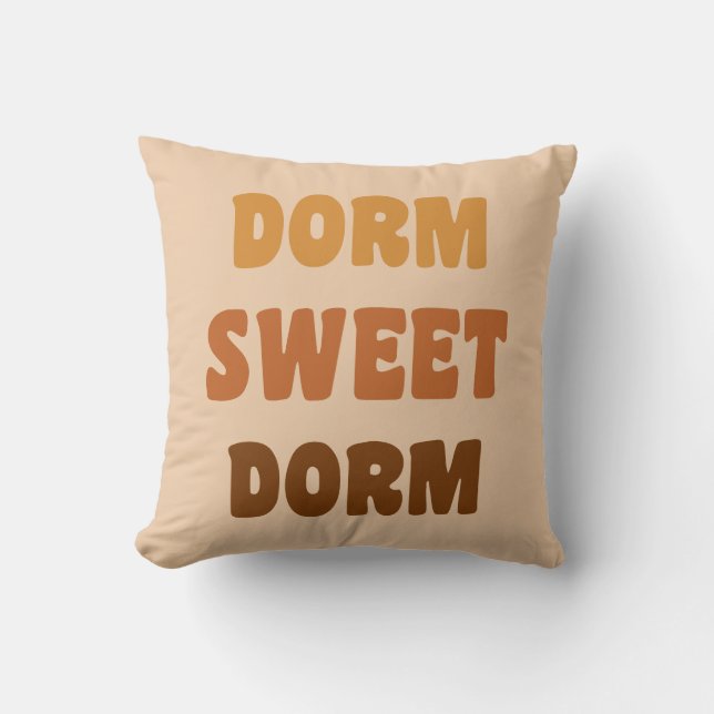 Dorm Sweet Dorm Brown Retro 70-tal Lettering Kudde (Framsida)