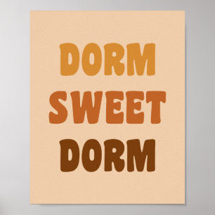 Dorm Sweet Dorm Brown Retro 70-tal Lettering Poster