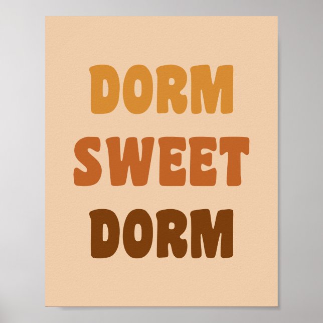 Dorm Sweet Dorm Brown Retro 70-tal Lettering Poster (Framsidan)