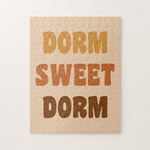 Dorm Sweet Dorm Brown Retro 70-tal Lettering Pussel