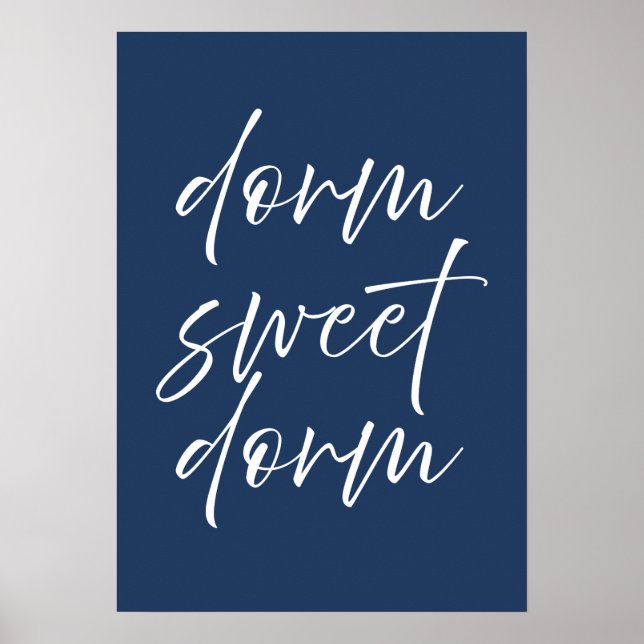 Dorm Sweet Dorm Navy Affisch | Preppy Dorm Väggkon (Framsidan)