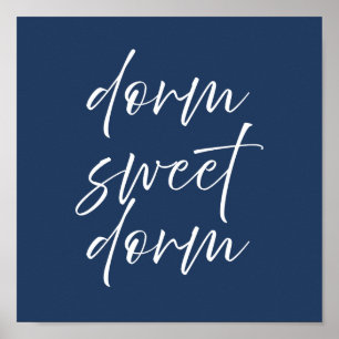 Dorm Sweet Dorm Navy Affisch Preppy Dorm Väggkon
