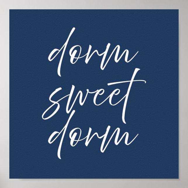 Dorm Sweet Dorm Navy Affisch | Preppy Dorm Väggkon (Framsidan)
