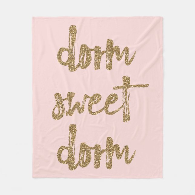 Dorm Sweet Dorm Room Decor  Rosa och Guld Fleecefilt (Framsidan)
