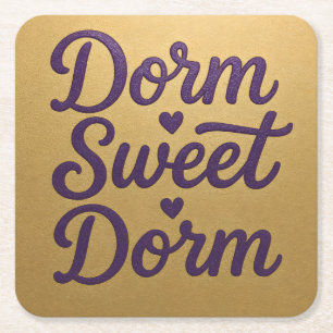 Dorm Sweet Dorm Script Underlägg set Papper Kvadrat