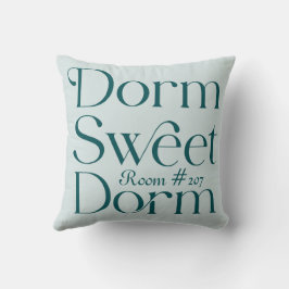 Dorm Sweet Dorm Teal Rumsnummer Kudde
