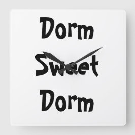 "Dorm Sweet Dorm" Vägglås Fyrkantig Klocka