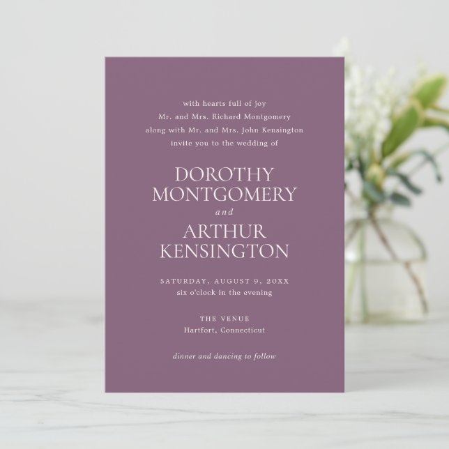 Dorothy Lila Elegant bröllop Inbjudningar (Stående Fram)