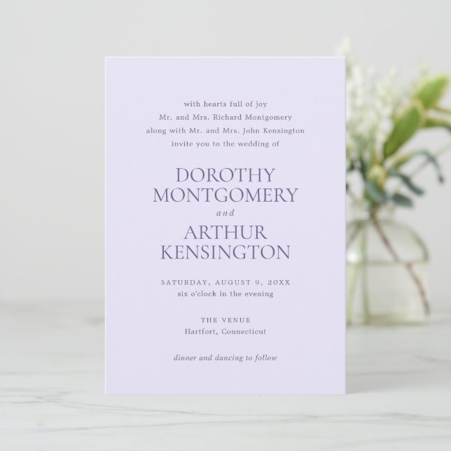 Dorothy Lilac Elegant bröllop Inbjudningar (Stående Fram)