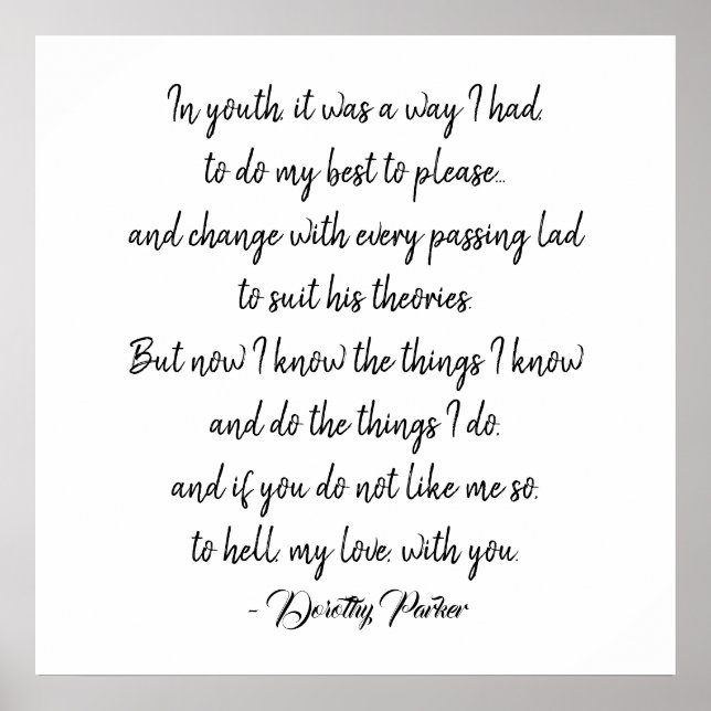 Dorothy Parker Quotation Poster (Framsidan)