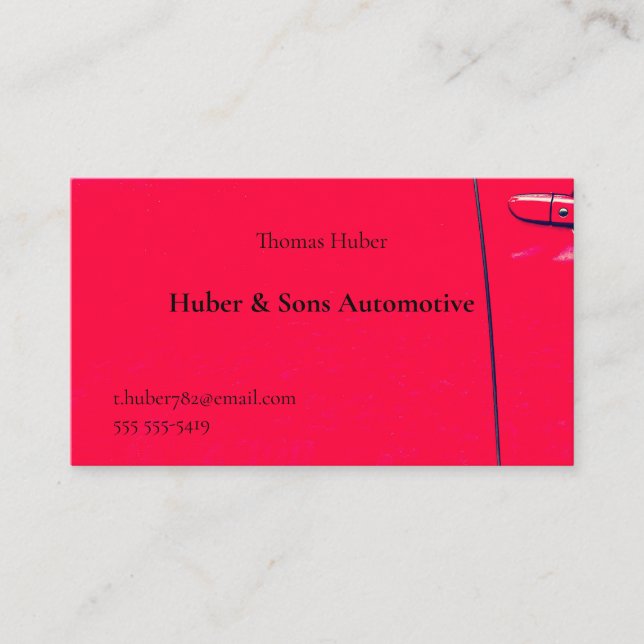 Dörr för röd bil visitkort (Framsida)