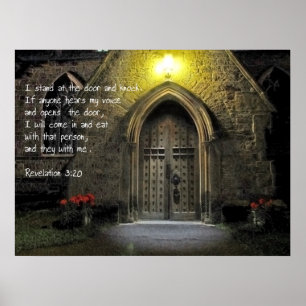 Dörr för uppenbarelse3:20kyrka poster