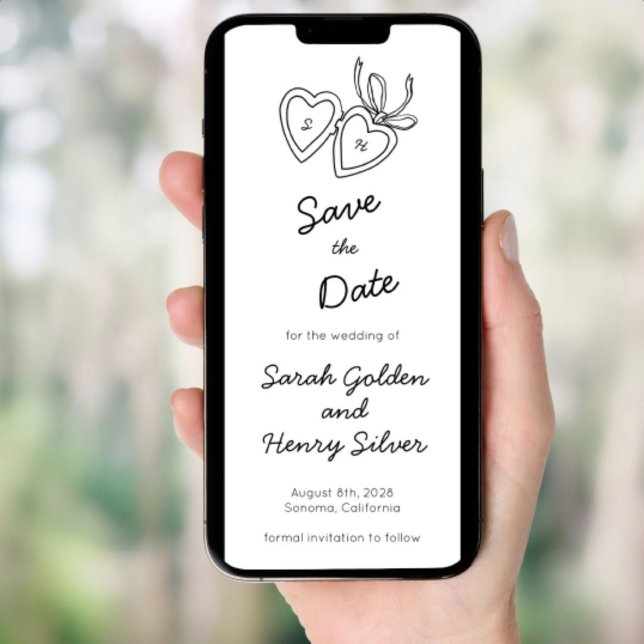 Dörr för Whimsical Heart Locket Sketch Digital STD Inbjudningar (Whimsical Heart Locket Doodle Sketch Digital evite  SAVE THE DATE Invitation
)