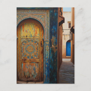 Dörr i Fez Marocko Travel Vykort