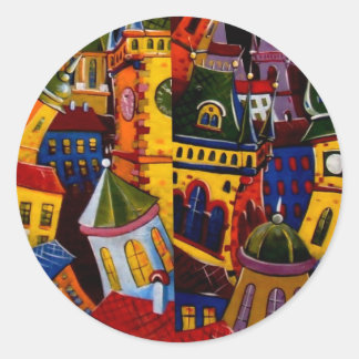 Dörr i Prag Runt Klistermärke