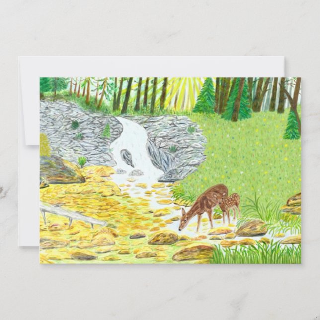 Dörr- och Fawn Flat Card Kort (Framsida)