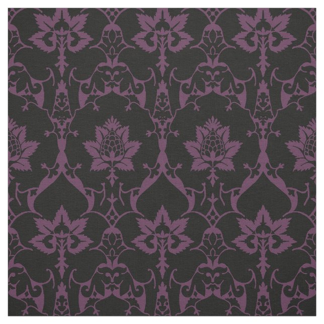 Dörr- Renaissance Damask, Black and Eggplant Tyg (Provkarta)
