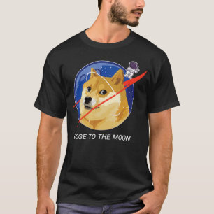 Dörr till Måne Astronaut NASA Shibu Inu Meme Hund T Shirt