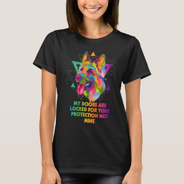 Dörrar är låsta för ditt skydd - tyska sheph t shirt (Framsida)