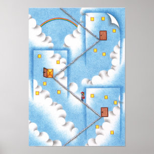 Dörrar och trappor i luften. poster