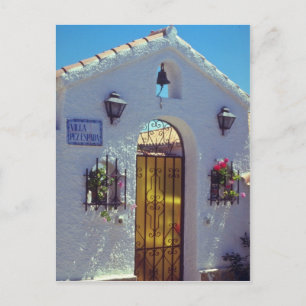 Dörrdörr, röd, spanska stil, Marbella-blommor Vykort