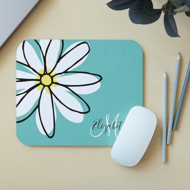 Dörrdragd Daisy Vit Rosa Monogram Cute Musmatta (Skapare uppladdad)