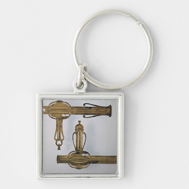 Dörrhandtag, 1898-99 fyrkantig silverfärgad nyckelring (Framsidan)