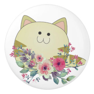 Dörrhandtag Blomma Katt Kittel Knopp