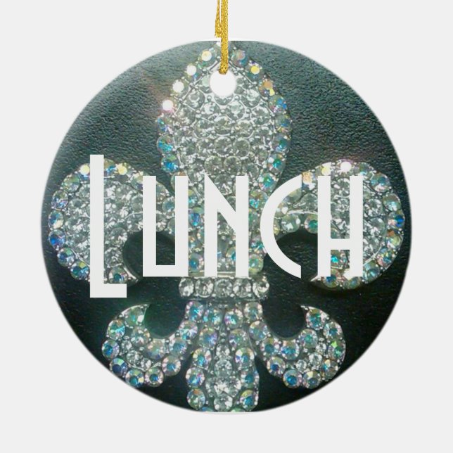Dörrhängare "möte/lunch ", julgransprydnad keramik (Baksidan)