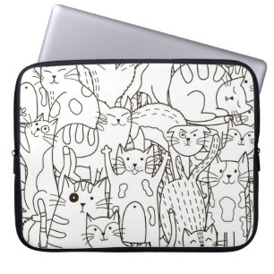 Dörrkatt: svart och vit. laptop fodral