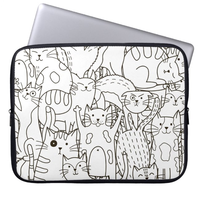 Dörrkatt: svart och vit. laptop fodral (Framsidan)