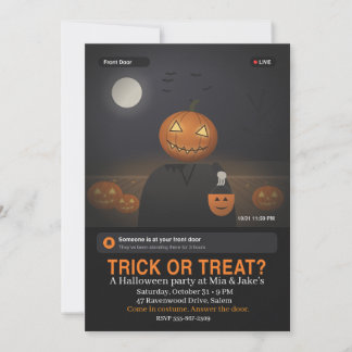 Dörrklocka Cam Pumpahuvud Skräck Halloween-fest Inbjudningar