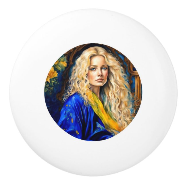 Dörrknapp för keramiskt handtag - blå (Framsidan)