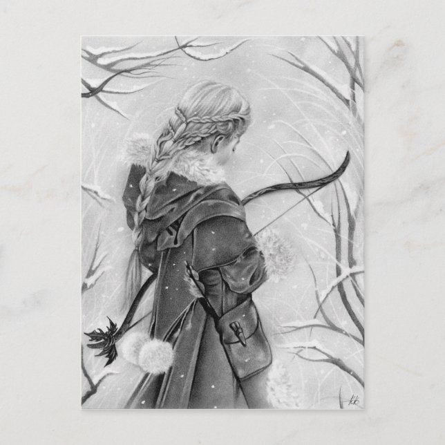 Dörröppning som övervintrar kortet för flicka för helg vykort (Framsida)