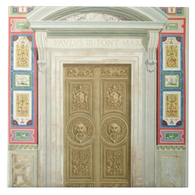 Dörröppning till Raphael-loggiaen på Vaticanen, Kakelplatta (Framsidan)